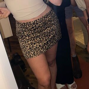 Mango Animal Print Satin Skirt